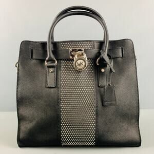 MICHAEL by MICHAEL KORS Black Studded Coated Canvas Tote Handbag